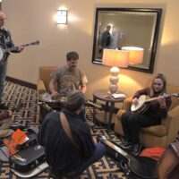 Michelle Canning leads a hallway jam at JamVember 2018 - photo by Eric Levenson