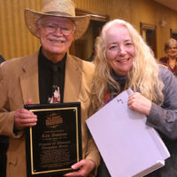 Ken Seaman with induction award as a Pioneer of Missouri Bluegrass - January 4, 2019