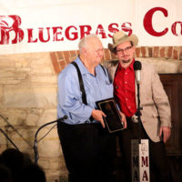 Frank Ray accepts his induction award as a Pioneer of Missouri Bluegrass from C.J. Lewandowski - January 4, 2019