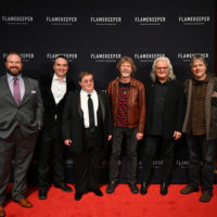 Cortland Ingram, John Presley, Michael Cleveland, Sam  Bush, Ricky Skaggs, and Béla Fleck at the Flamekeeper premiere - photo by Peyton Hoge