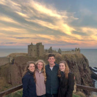 The Petersen siblings at Dunnottar Castle in Scotland