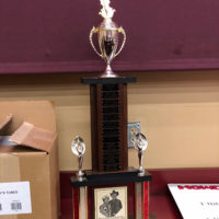 Champion's trophy at the California State Old Time Open Fiddle & Picking Championships at Lodi, CA - photo by Dave Berry