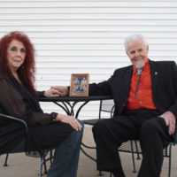 Chip's parents, Arlene and Raymond Davis with picture of Raymond's parents, Onie Vermont Keaton Davis (inspiration for My Mama's Roses)