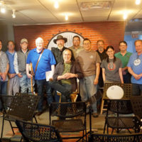 Tony Trischka workshop group photo at Bishline Banjos in Tulsa
