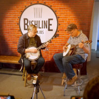 Pamm Tucker and Tony Trischka and Rob Bishline at Bishline Banjos in Tulsa