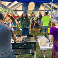 Pot luck breakfast at the 2019 John Hartford Memorial Festival at Bean Blossom - photo by Dave Berry