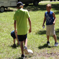 Always time to kick the ball at the 2019 Willow Oak Park Bluegrass Festival - photo by Laura Ridge