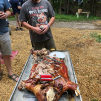 Dan the pig man at the 2019 John Hartford Memorial Festival at Bean Blossom - photo by Dave Berry
