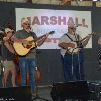 Band scramble at the 2019 Marshall Bluegrass Festival - photo © Bill Warren
