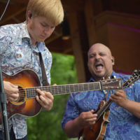 Chris Luquette and Frank Solivan with Dirty Kitchen at the 2019 RockyGrass Festival - photo by Kevin Slick