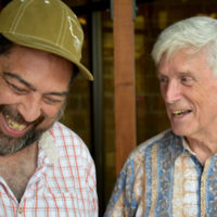 Greg Blake and Tom Gray share a laugh at the 2019 High Mountain Hay Fever Festival in Colorado