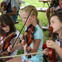 Kid's Academy rehearsal at the August 2019 Gettysburg Bluegrass Festival - photo by Frank Baker