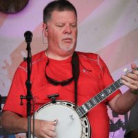 Steve Dilling with Sideline at the August 2019 Gettysburg Bluegrass Festival - photo by Frank Baker