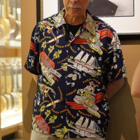 Bob Carlin enjoys Jim Bollman's presentation at the American Banjo Museum (9/6/19) - photo © Pamm Tucker