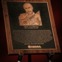 Hall of Fame plaque for Mike Aulrdidge at the 2019 IBMA Awards Show - photo by Frank Baker