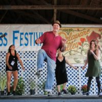 Mark Schatz and his dance troupe, Footworks, with Danny Paisley & The Southern Grass at the 2019 Delaware Valley Bluegrass Festival - photo by Frank Baker