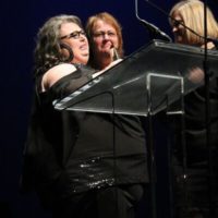 Sister Sadie accepts at the 2019 IBMA Awards Show - photo by Frank Baker