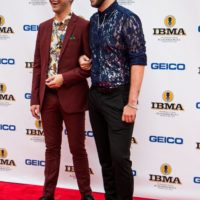 Nic Gareiss and Justin Hiltner on the Red Capet prior to the IBMA Awards Show - photo © Tara Linhardt
