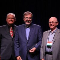 Pete Wernick, David Morris, and Neil Rosenberg at the 2019 IBMA Industry Awards - photo by Frank Baker