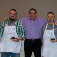 IBMA Foundation breakfast crew with the Entertainer of the Year trophies at the Fall 2019 SOIMF - photo by Michael Gabbard