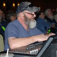 Donnie Carver runs sound for Russell Moore & IIIrd Tyme Out at the 2020 New Year's Bluegrass Festival in Jekyll Island, GA - photo © Bill Warren