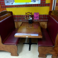 Booth at the Country Inn where Keith, Elmer, and Faye Whitley were sitting when Ralph hired Keith to be the next lead singer of the Clinch Mountain Boys. They went here for lunch after Roy Lee's funeral - photo by Chris Smith