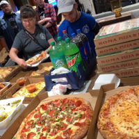 Pizza feast for Glenville State students and friends at SPBGMA 2020