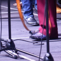 Doyle Lawson sports his sparkle loafers at Bluegrass First Class 2020 - photo by Sandy Hatley