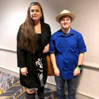Heidi Herzog and Silas Powell from Monroe Mandolin Camp at SPBGMA 2020 - photo by Dave Berry