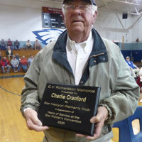 Charlie Cranford, recipient of CV Richardson Award at the 2020 Star Fiddlers Convention - photo by Sandy Hatley