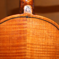 Arthur Conner signature heel cap on fiddle owned by Mike Mitchell
