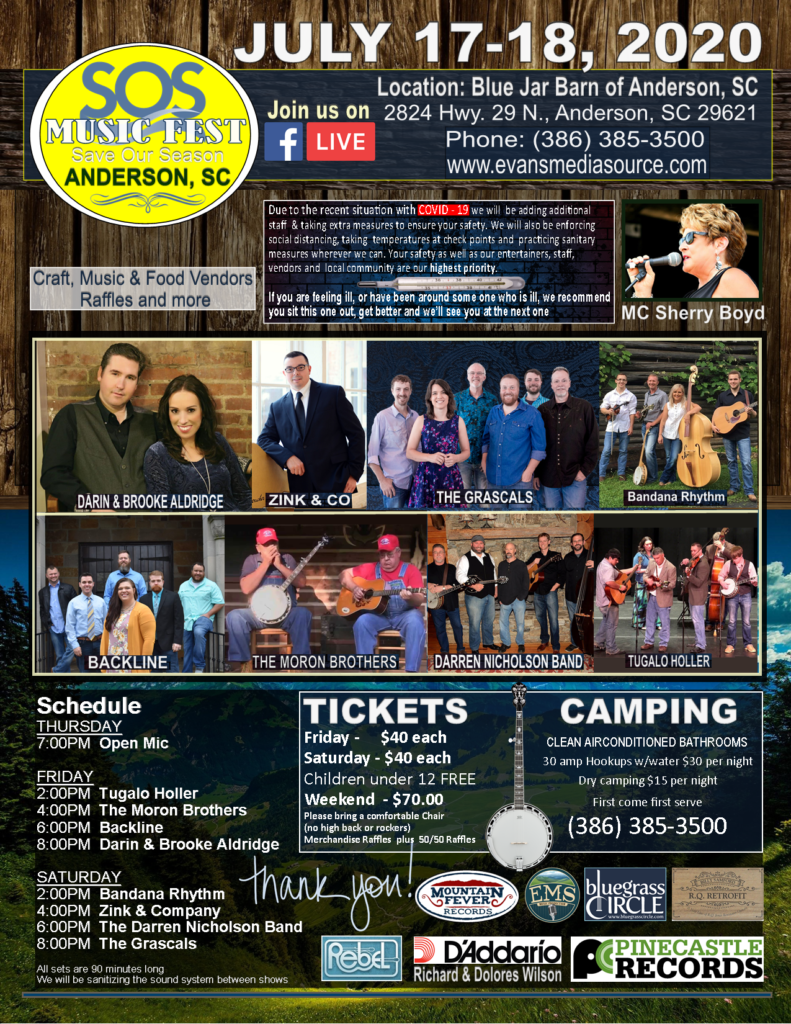 SOS MUSIC FEST Anderson, SC Bluegrass Today