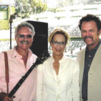 Terry Baucom with Meryl Streep and John C. Reilly at the Hollywood Bowl for a Quicksilver performance on A Prairie Home Companion