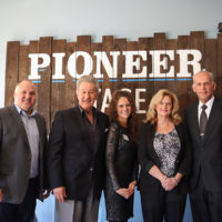 David Hutchison, VP GSC Foundation; Dr. Mark Manchin, Glenville State President; Dr. Megan Darby, Director of GSC Bluegrass Music Program; Debbie Stubbs, and Eddie Stubbs at The Pioneer Stage (3/29/21) - photo by Kristin Cosner at Glenville State College