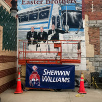 Easter Brothers mural in progress in Mount Airy, NC (April 2021)