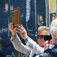 Tim White was also presented with a plaque at the dedication of The Easter Brothers mural in Mt Airy, NC (5/15/21) - photo by Robbie Curlee