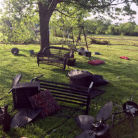 Debris in the yard following the tornado that struck near Donna Ulisse and Rick Stanley's wee farm