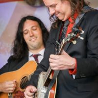 Chris Dollar and Ben Wright with Henhouse Prowlers at the Spring 2021 Gettysburg Bluegrass Festival - photo by Frank Baker