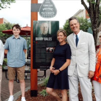 Barry Bales with his family at the unveiling of his Tennessee Music Pathways marker in Kingsport - photo courtesy of the City of Kingsport