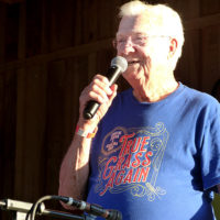 Lorraine Jordan's dad, Royce, served as MC at the 2021 Willow Oak Park Bluegrass Festival - photo by Sandy Hatley