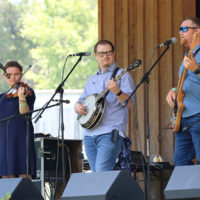 Tyler Jackson, on banjo with Drive Time, returns after suffering a brain aneurysm last year at the 2021 Willow Oak Bluegrass Festival - photo by Laura Ridge
