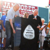 Unveiling the Darrin Vincent Tennessee Music Pathways marker at the 50th annual Smithville Fidldlers Jamboree, July 2021