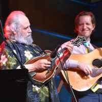 Dawg and Critter (David Grisman and Chris Eldridge) at RockyGrass 2021 - photo by Kevin Slick