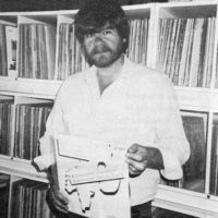 Urban Haglund with his substantial record collection