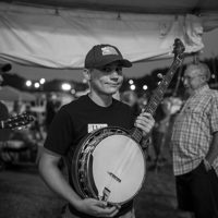 William Fohz of Patrick Springs, VA in line for the bluegrass banjo competition, Galax, VA - photo by Jeromie Stephens