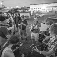 Jeremy Stephens jams with friends at the Old Fiddlers Convention in Galax, VA (August 10, 2021) - photo by Jeromie Stephens