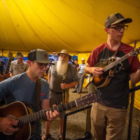 Mandolin competitors line up at the Old Fiddlers Convention in Galax, VA (August 10, 2021) - photo by Jeromie Stephens