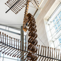 Banjo parts sculpture in the lobby (WOB '21) - photo © Bill Reaves
