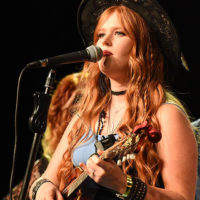Katie Greer with Lindley Creek performing at the 2021 IBMA Momentum Awards - photo © Bill Reaves