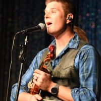 Jase Greer with Lindley Creek performing at the 2021 IBMA Momentum Awards - photo © Bill Reaves